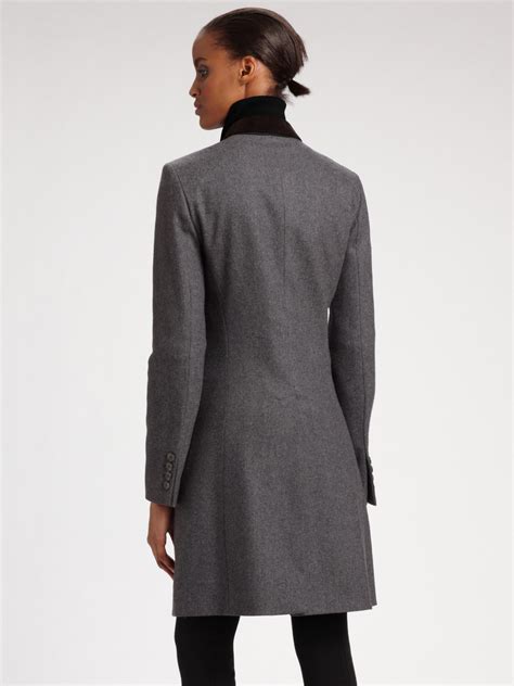 Lyst Dkny Stretch Wool Riding Coat In Gray