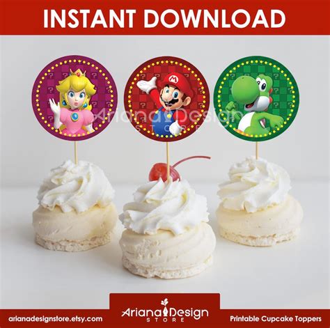 Mario Bros Cupcake Toppers Printables Super Mario Cupcakes Etsy