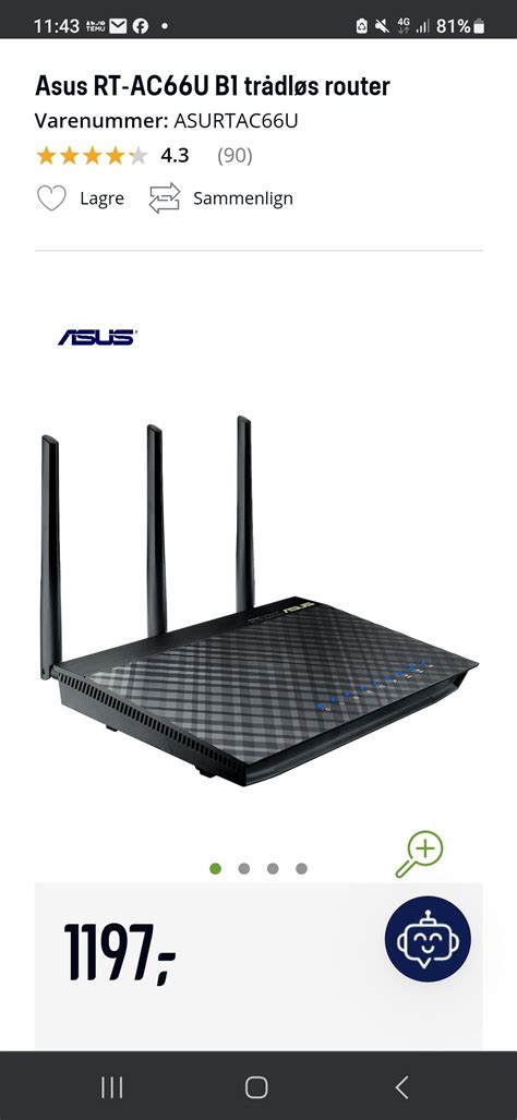 Asus RT AC66U DUAL BAND 33 802 11AC GIGABIT ROUTER FINN Torget