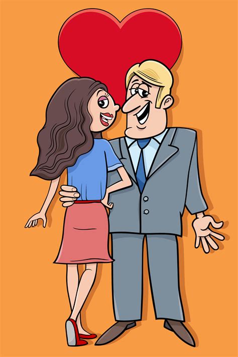 valentine card with cartoon funny couple in love 5618736 Vector Art at Vecteezy