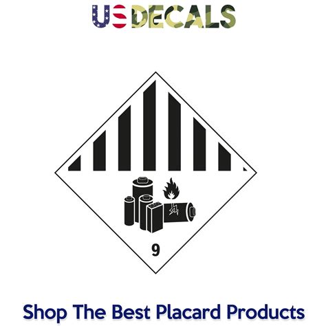 Hazard Class 9 Lithium Battery Placard Sign Us Decals