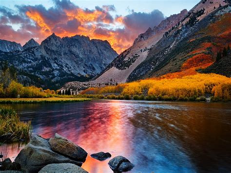 Mountain River River Silent Peaceful Beautiful Stones Mountain