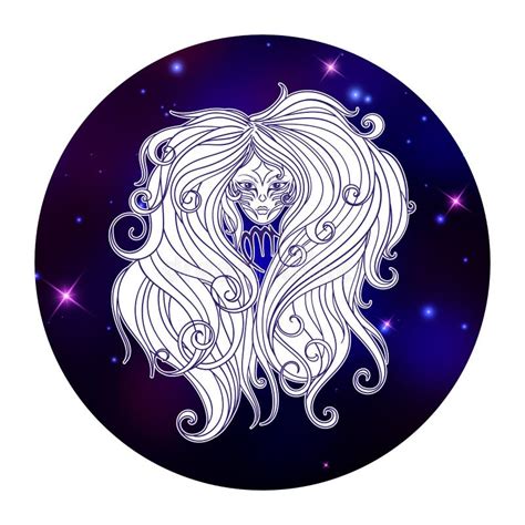 Virgo Zodiac Sign Artwork Beautiful Girl Face Horoscope Symbol Star