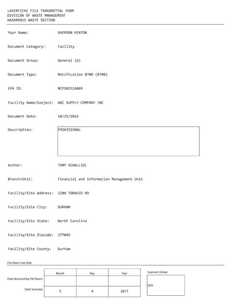 Fillable Online 8700 LASERFICHE FILE TRANSMITTAL FORM DIVISION OF