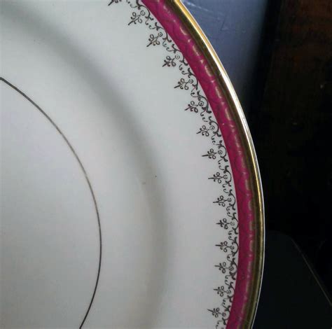 Homer Laughlin Dinner Plate Cream Red Plate China Plate Formal Plate Cardinal Pattern