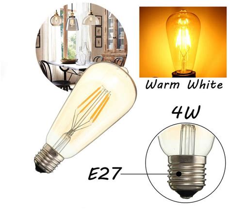 E27 St64 Led Edison Bulb Vintage Led Filament Bulb Retro Lights 2w 4w 6w 8w Warm Cool White