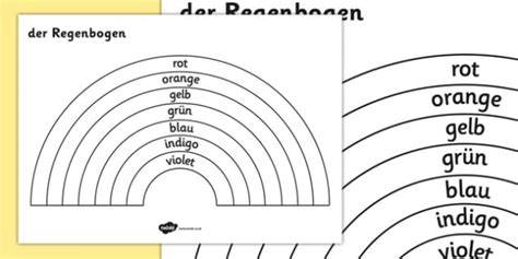 The Rainbow Colours Colouring Sheet German (Teacher-Made)