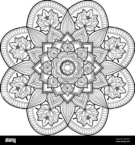 Zentangle Mandala Zum Ausmalen Seite Stockfotografie Alamy