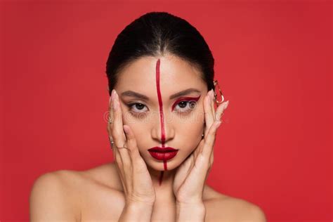 Brunette Asian Woman With Bare Shoulders Stock Photo Image Of Pretty