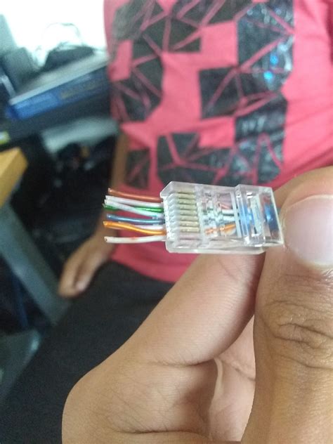 My friend tried crimping an Ethernet cable for the first time... : r ...