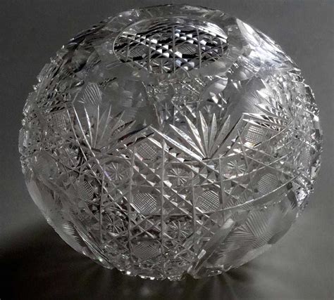 Vintage Cut Glass Ball Vase Crystal Rose Bowl