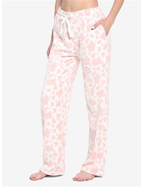 Pink Cow Fuzzy Pajama Pants Hot Topic