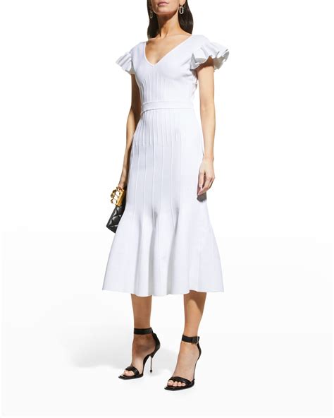 White V Neckline Dress Neiman Marcus