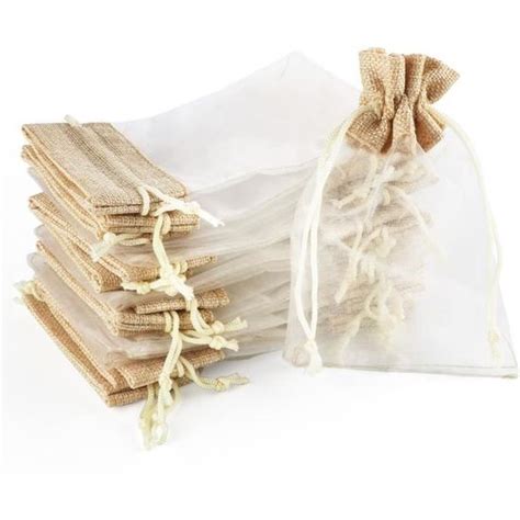 Sachets En Organza Avec Toile De Jute Sachets X Cm Pochettes