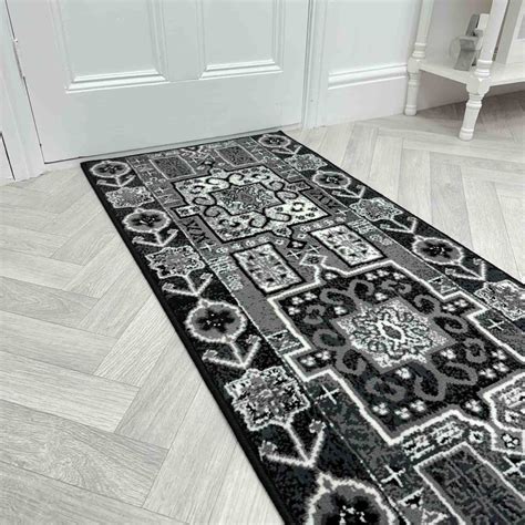 Abstract Black Hallway Carpet Runners Runrug