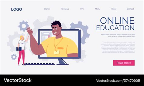 Website Template E Learning Online Learning Vector Image