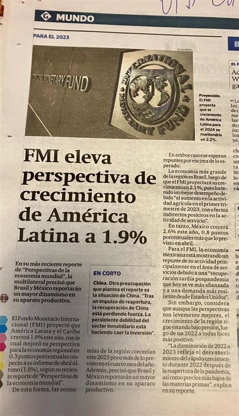 Fmi Eleve Perspectiva De Crecimiento De América Latina A 1 9