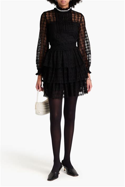 SANDRO Tiered Bead Embellished Lace Mini Dress THE OUTNET