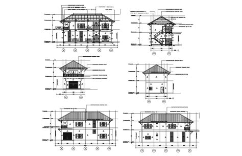Elevation drawing of a house with detail dimension in dwg file - Cadbull