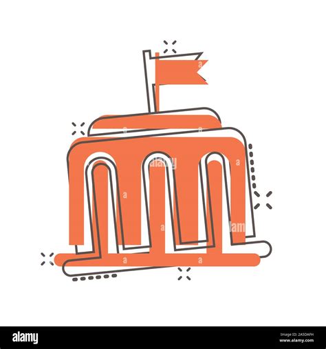 Bank Building Icon In Comic Style Government Architecture Vector