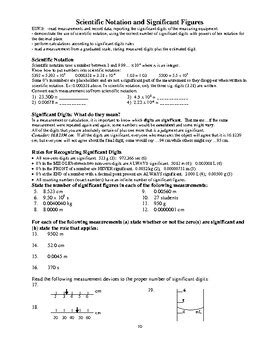 Scientific Notation And Significant Figures Worksheet TPT