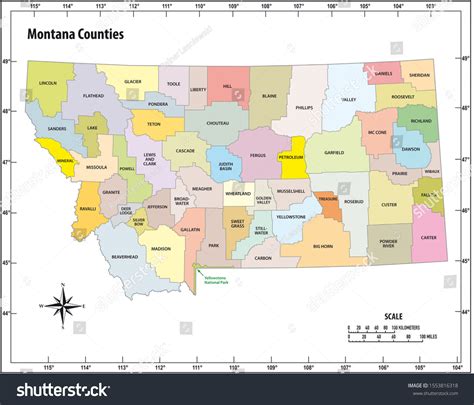 Montana State Outline Administrative Political Map Stock Illustration ...