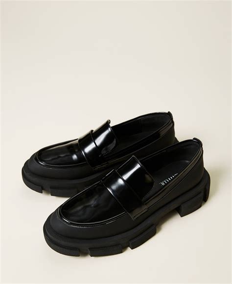 Patent Leather Moccasins Woman Black TWINSET Milano