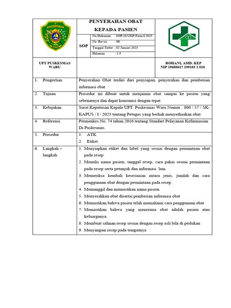 Sop Pemberian Obat Kepada Pasien Pdf