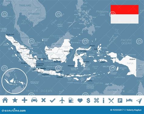 Indonesia Map And Flag Illustration Stock Illustration