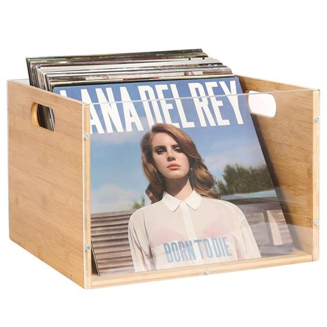 Amazon Record Album Storage Crate Bamboo Acrylic Vinyl Record