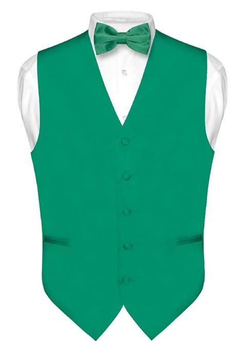 Men S Dress Vest Bowtie Solid Emerald Green Color Bow Tie Set For