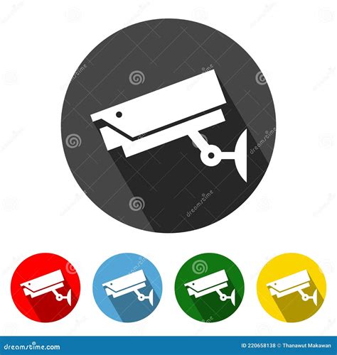 CCTV Flachsymbol Langer Schatten Vektor Abbildung Illustration Von