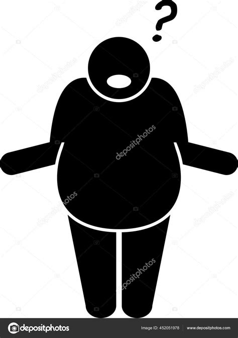 Fat Man Action Poses Postures Stick Figure Pictogram Icons Stock Vector