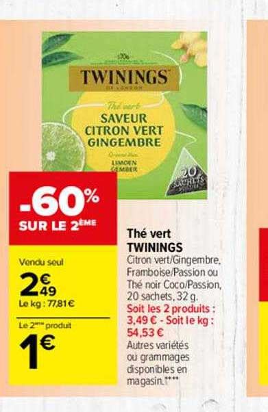 Promo Th Vert Twinings Chez Carrefour Market Icatalogue Fr