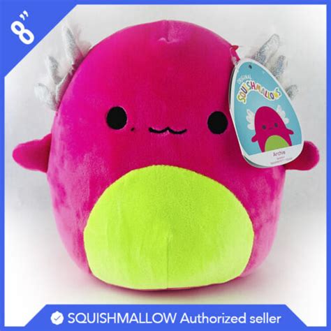 Squishmallow Official Kellytoy Plush Black Light Archie The Axolotl 8