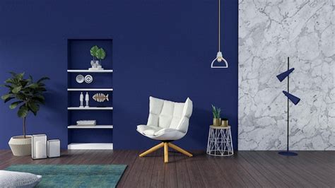 Premium Photo | Armchair in blue living room with cozy space