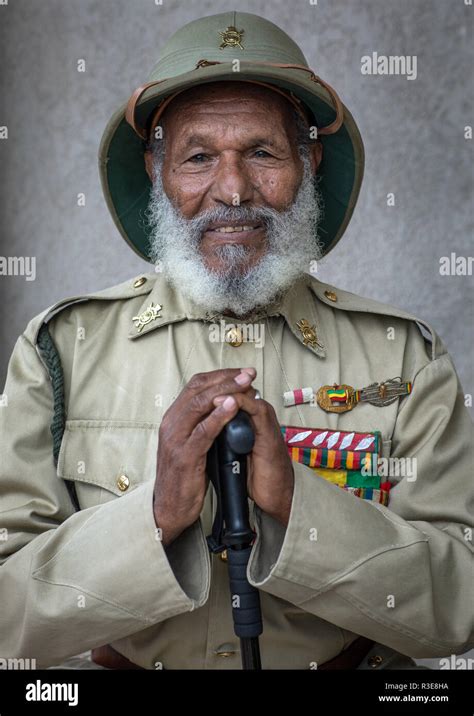 Veteran From The Italo Ethiopian War In Army Uniform Addis Abeba