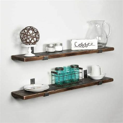 Rustic Shelf with Metal "U" Brackets | Kitchen shelf brackets ...