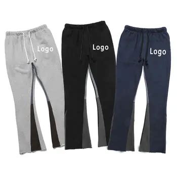 Custom Men Loose Stacked Pants Joggers Flare Sweat Pants Bootcut Flared