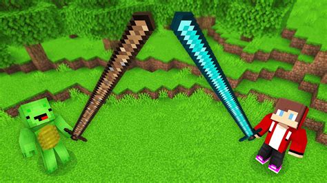 Mikey Vs Jj Longest Sword Survival Battle In Minecraft Maizen Youtube