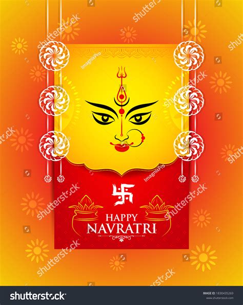 Creative Background Happy Navratri Durga Puja Stock Vector (Royalty ...