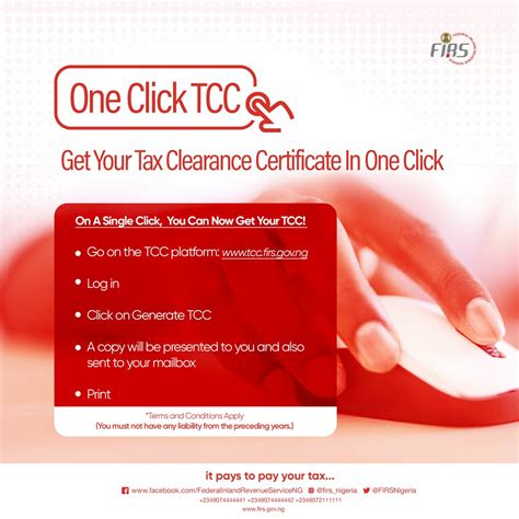 Federal Inland Revenue Service Ng On Twitter Get Your Tax Clearance Certificate In One Click 1