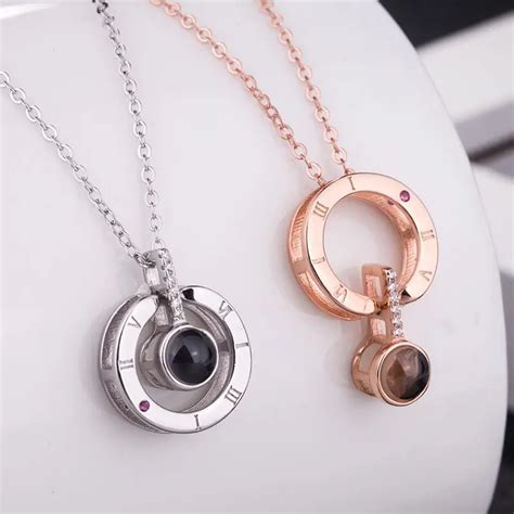 Choker New Arrival Rose Gold Silver 100 Languages I Love You Projection