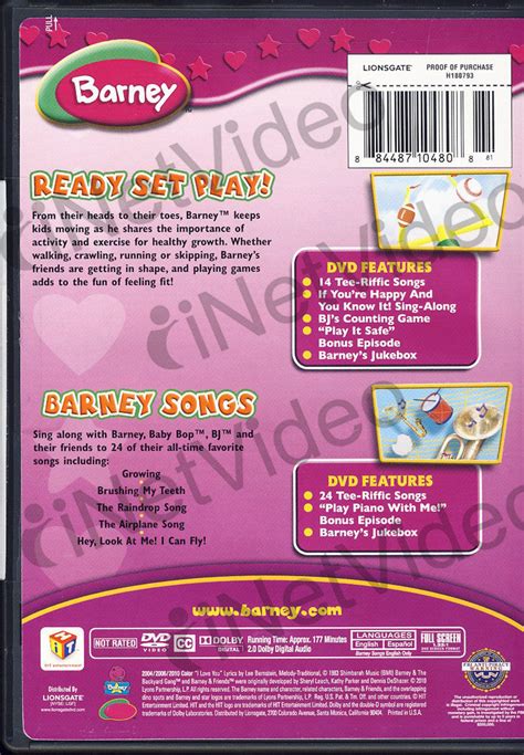 Barney Ready Set Playbarney Songs Double Feature On Dvd Movie