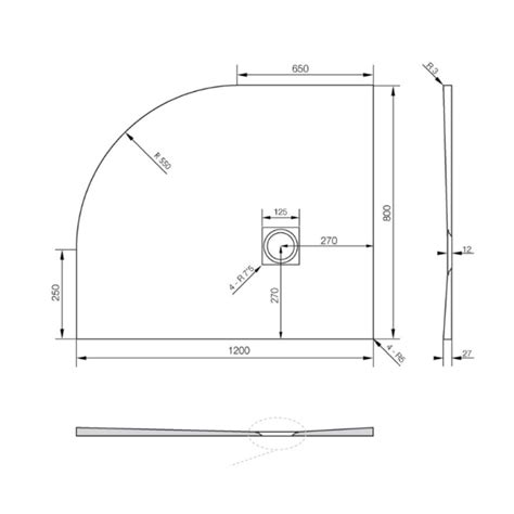 Tissino Giorgio2 Offset Quadrant Shower Tray 1200mm X 800mm Left