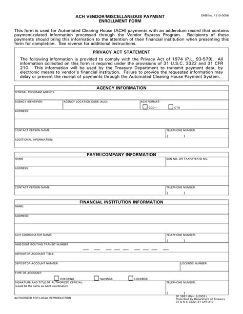 Ach Payment Enrollment Form Fill Out Printable PDF Forms Online