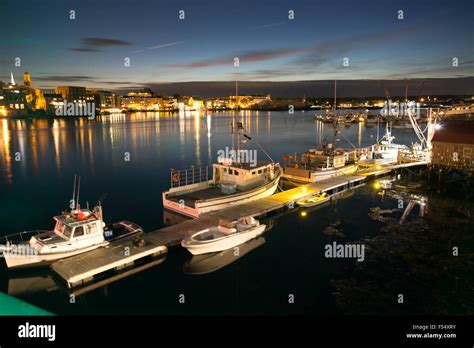 Fishing Boat Pier Night Stock Photo Alamy