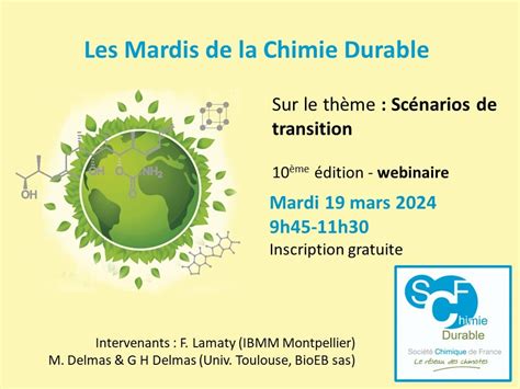 10ème édition des Mardis de la Chimie Durable Reportée à une date