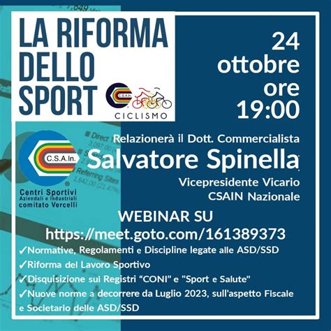 Grande Risposta Del Mondo Sportivo Csain Al Webinar Sulla Riforma Dello