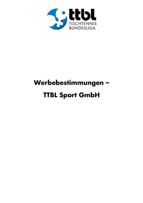 Werbebestimmungen TTBL Sport GmbH OFFIZIELL 2023 24 Pdf DocDroid